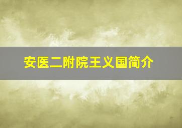 安医二附院王义国简介