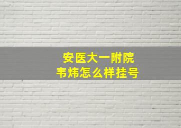 安医大一附院韦炜怎么样挂号