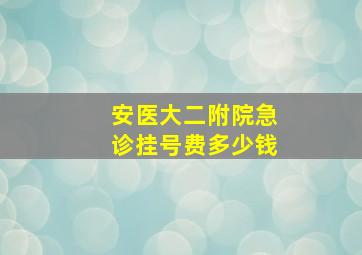 安医大二附院急诊挂号费多少钱