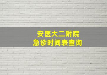 安医大二附院急诊时间表查询