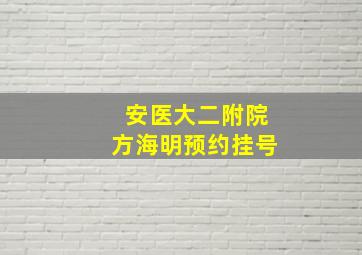 安医大二附院方海明预约挂号