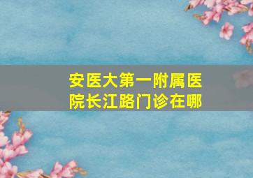 安医大第一附属医院长江路门诊在哪