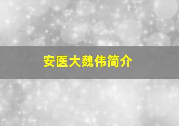 安医大魏伟简介