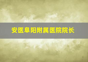 安医阜阳附属医院院长