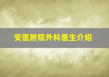 安医附院外科医生介绍