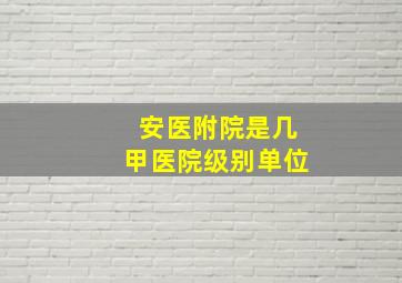 安医附院是几甲医院级别单位