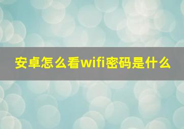 安卓怎么看wifi密码是什么