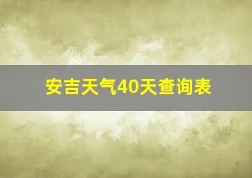 安吉天气40天查询表