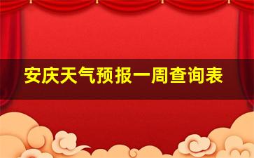 安庆天气预报一周查询表