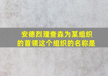 安德烈理查森为某组织的首领这个组织的名称是