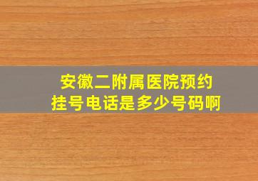 安徽二附属医院预约挂号电话是多少号码啊