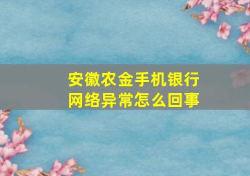 安徽农金手机银行网络异常怎么回事