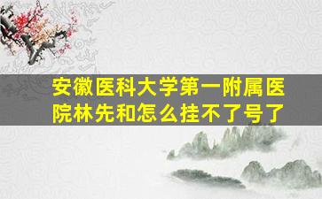 安徽医科大学第一附属医院林先和怎么挂不了号了