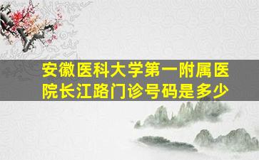 安徽医科大学第一附属医院长江路门诊号码是多少