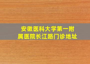 安徽医科大学第一附属医院长江路门诊地址