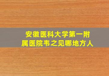 安徽医科大学第一附属医院韦之见哪地方人