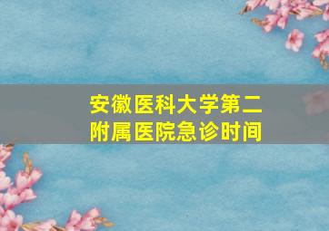 安徽医科大学第二附属医院急诊时间