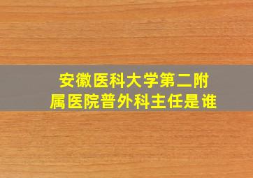 安徽医科大学第二附属医院普外科主任是谁