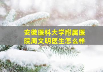 安徽医科大学附属医院周文明医生怎么样