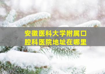 安徽医科大学附属口腔科医院地址在哪里