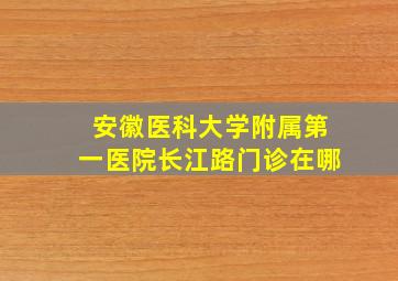 安徽医科大学附属第一医院长江路门诊在哪