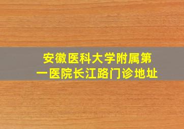 安徽医科大学附属第一医院长江路门诊地址