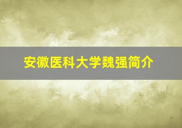 安徽医科大学魏强简介