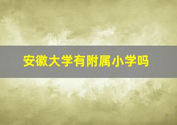 安徽大学有附属小学吗