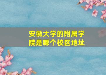 安徽大学的附属学院是哪个校区地址