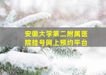 安徽大学第二附属医院挂号网上预约平台