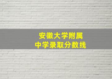 安徽大学附属中学录取分数线