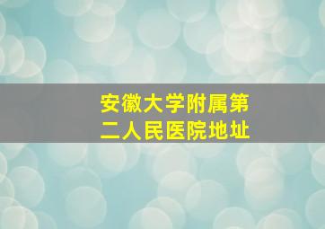 安徽大学附属第二人民医院地址