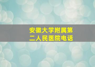 安徽大学附属第二人民医院电话