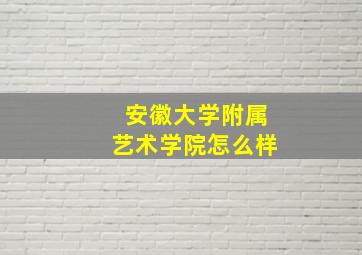 安徽大学附属艺术学院怎么样