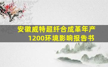 安徽威特超纤合成革年产1200环境影响报告书