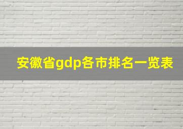 安徽省gdp各市排名一览表