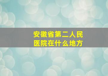 安徽省第二人民医院在什么地方