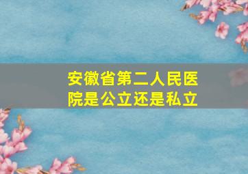 安徽省第二人民医院是公立还是私立