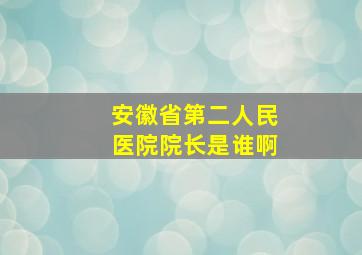 安徽省第二人民医院院长是谁啊