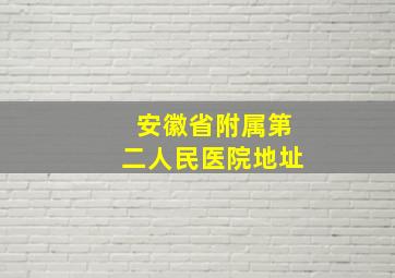 安徽省附属第二人民医院地址