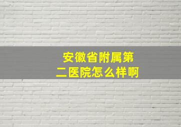 安徽省附属第二医院怎么样啊