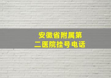 安徽省附属第二医院挂号电话