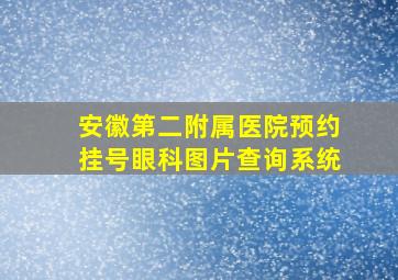 安徽第二附属医院预约挂号眼科图片查询系统