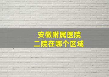 安徽附属医院二院在哪个区域