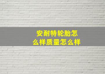 安耐特轮胎怎么样质量怎么样