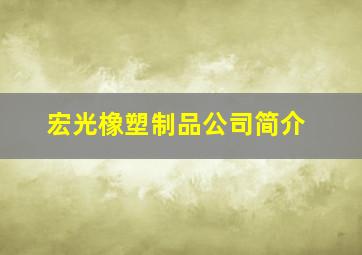 宏光橡塑制品公司简介