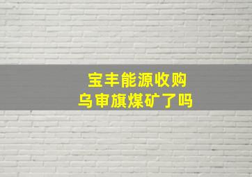 宝丰能源收购乌审旗煤矿了吗