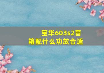 宝华603s2音箱配什么功放合适