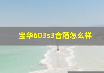 宝华603s3音箱怎么样