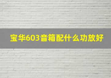 宝华603音箱配什么功放好